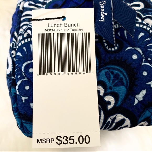 Vera Bradley essential backpack lunchbox blue set - Picture 5 of 8